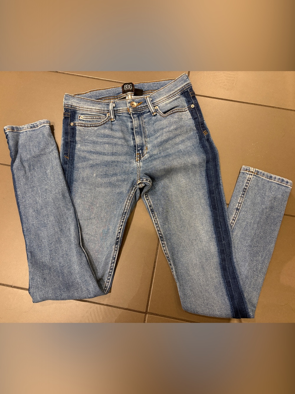 BDG Two-Tone Blue Straight Leg Jeans